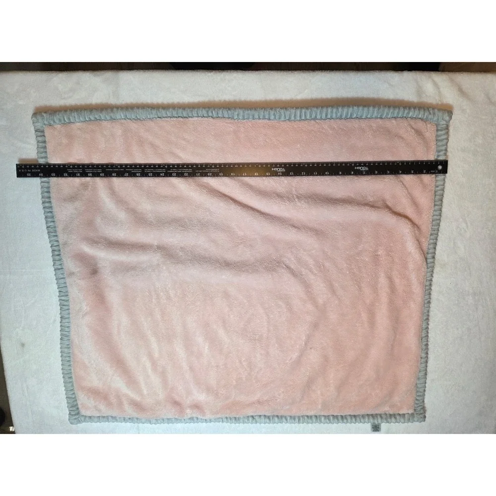 316 Pink Gray Plush Baby Blanket 30x36 Soft Fleece Nursery Security Lovey
